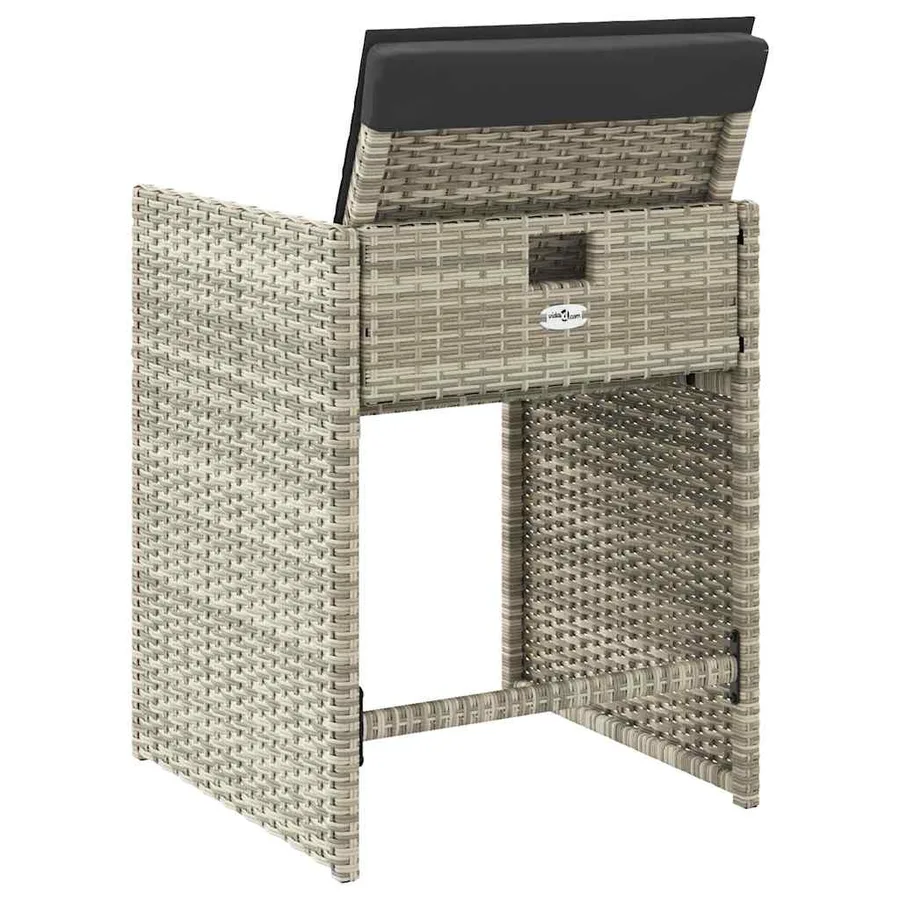 Chaises de jardin avec coussins lot de 4 gris clair poly rotin - 7