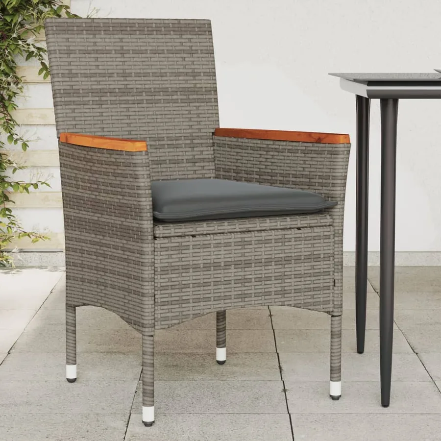 Chaises de jardin avec coussins lot de 2 gris résine tressée