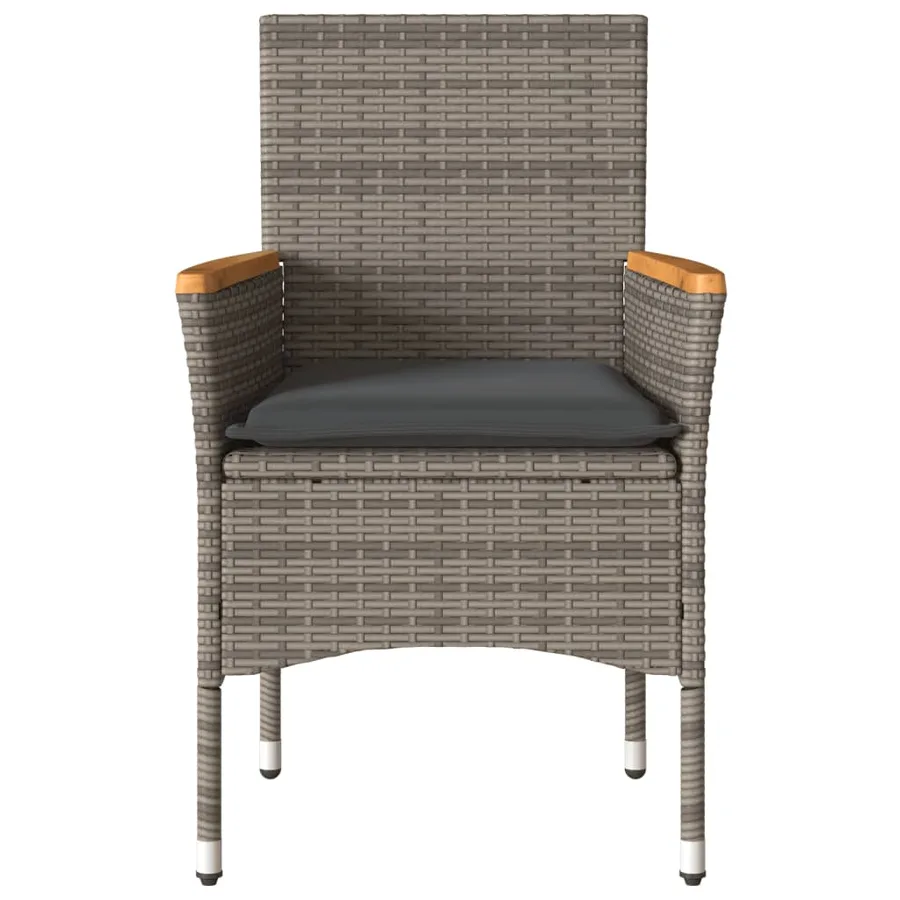 Chaises de jardin avec coussins lot de 2 gris résine tressée - 5