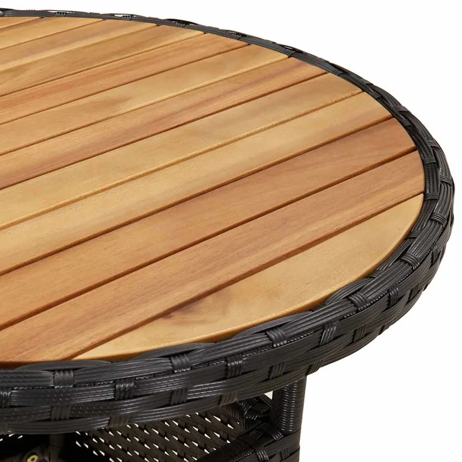 Ensemble à manger de jardin et coussins 5 pcs noir rotin acacia - 6