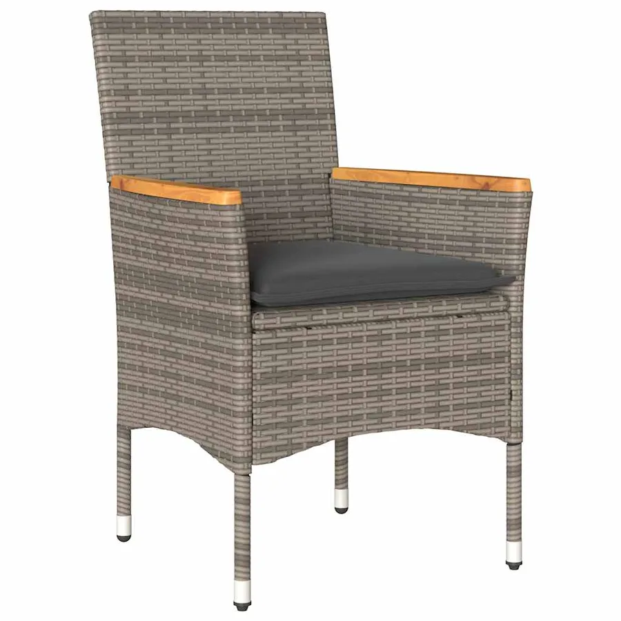Ensemble à manger de jardin et coussins 5 pcs gris rotin verre - 3