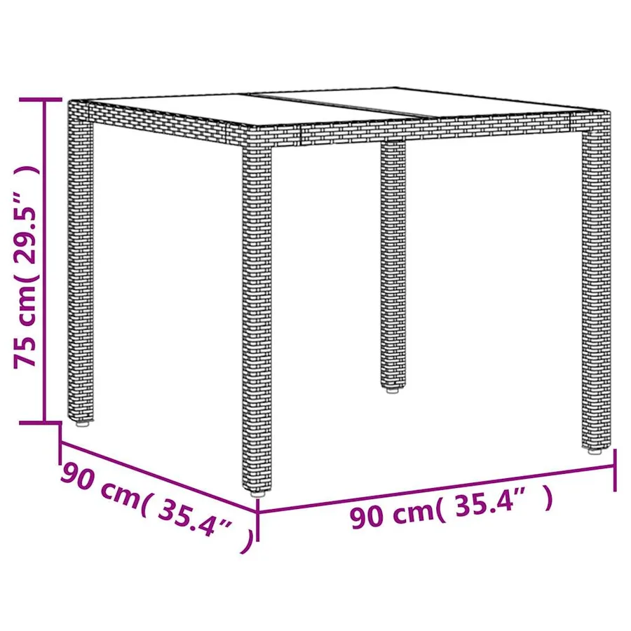 Ensemble à manger de jardin avec coussins 3 pcs rotin et verre - 9