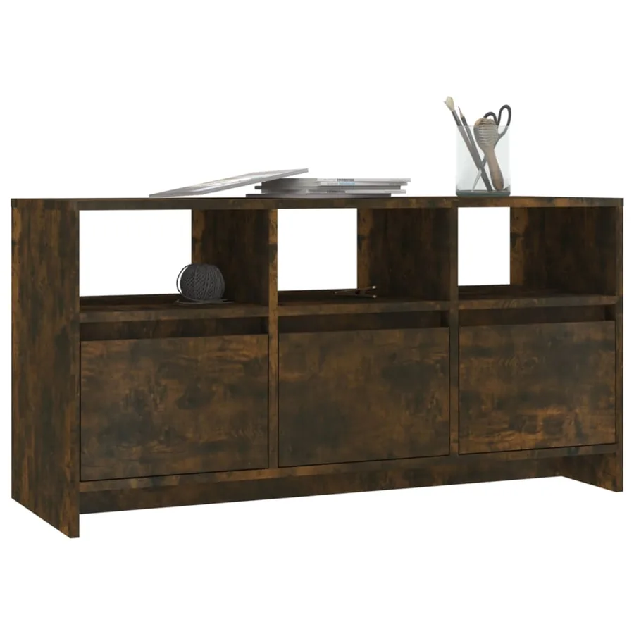 Meuble TV Chêne fumé 102x37,5x52,5 cm Bois d'ingénierie - 4