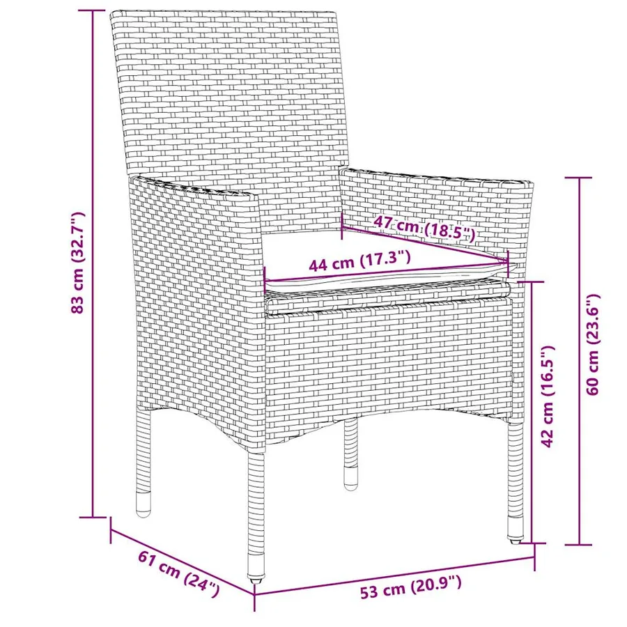 Ensemble à manger de jardin avec coussins 9 pcs rotin et verre - 8