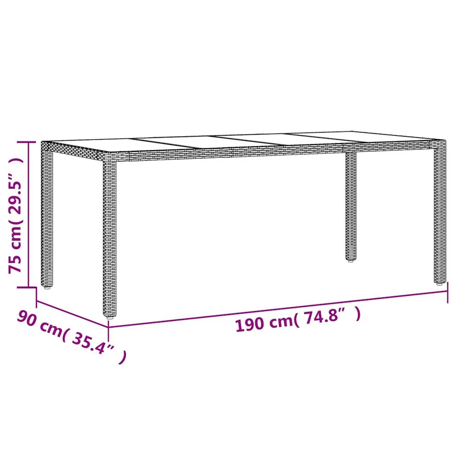 Ensemble à manger de jardin avec coussins 9 pcs rotin et verre - 9