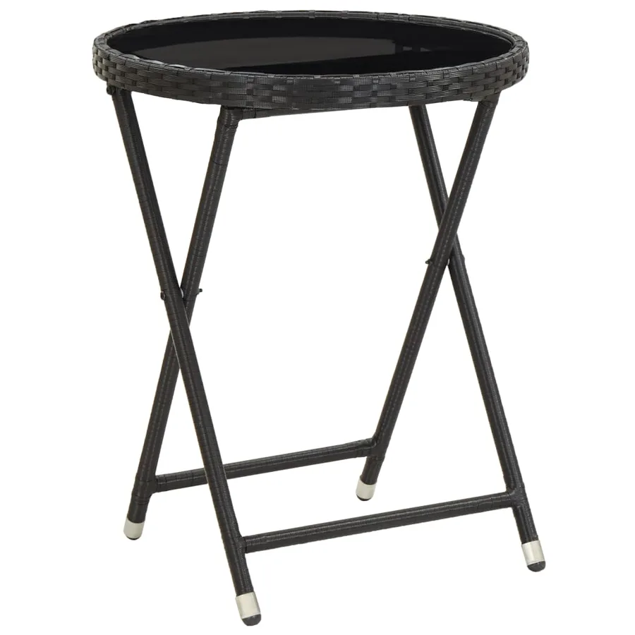 Ensemble de bistro avec coussins 3pcs noir résine tressée verre - 4