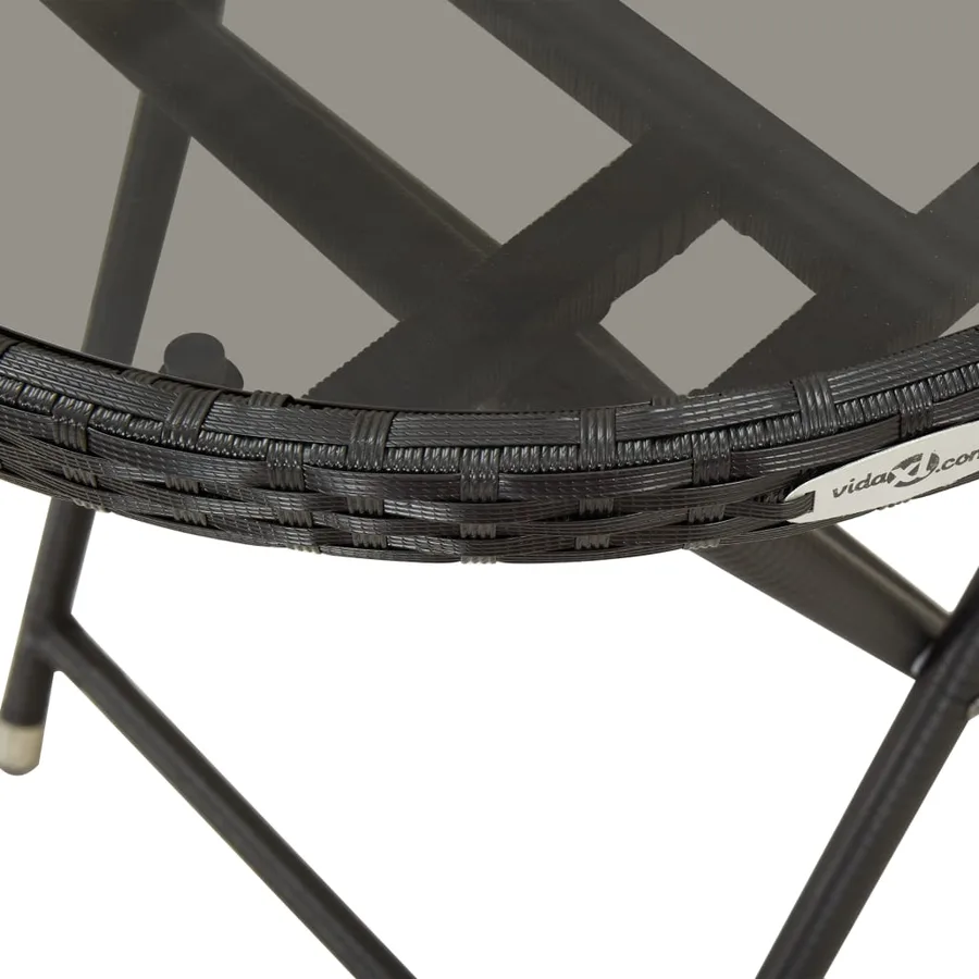 Ensemble de bistro avec coussins 3pcs noir résine tressée verre - 6