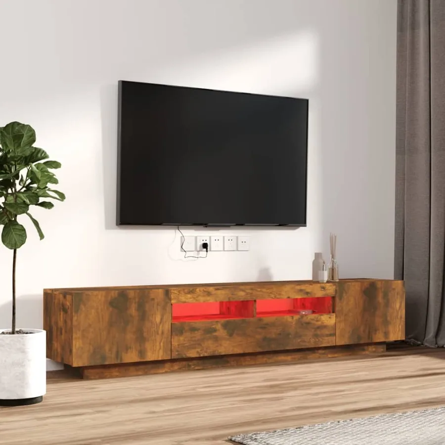 Ensemble de meubles TV avec lumières LED 2 pcs Chêne fumé - 3