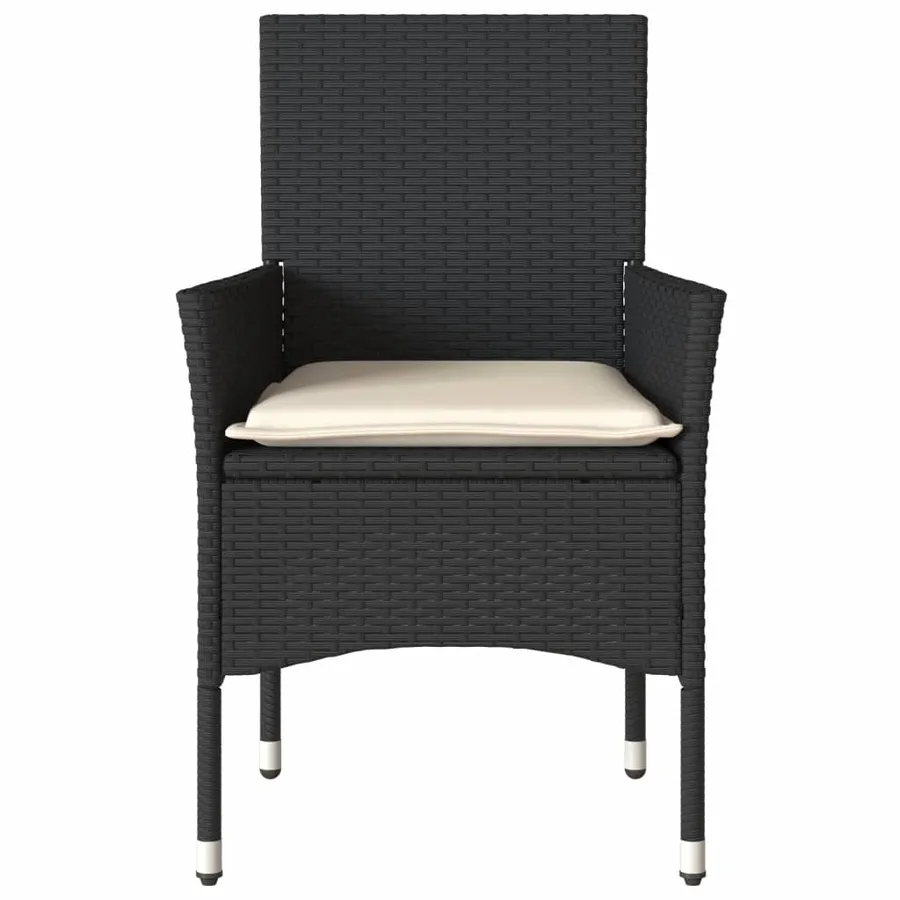 Chaises de jardin avec coussins lot de 2 noir résine tressée - 5