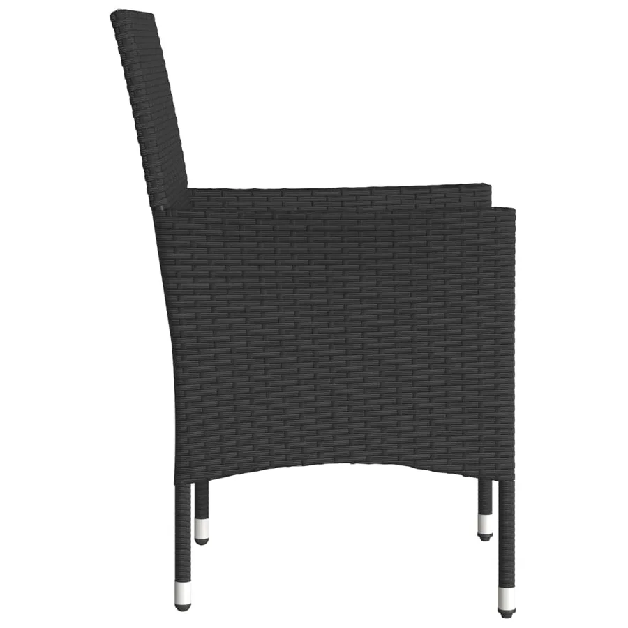 Chaises de jardin avec coussins lot de 2 noir résine tressée - 6