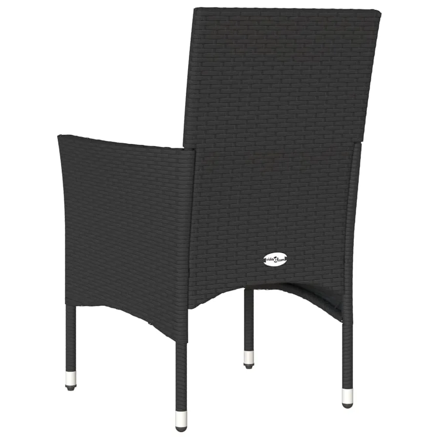 Chaises de jardin avec coussins lot de 2 noir résine tressée - 7