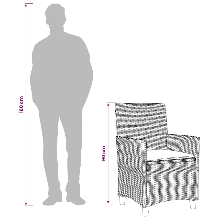 Chaises de jardin coussins lot de 2 gris résine tressée et bois - 10