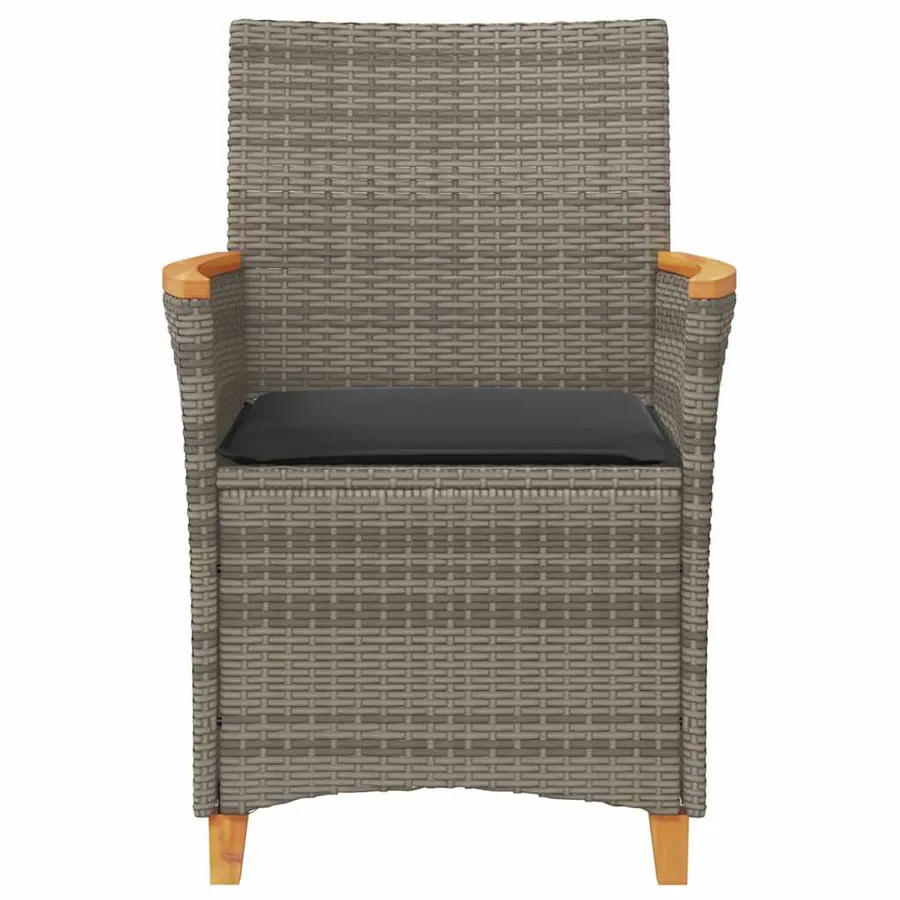 Chaises de jardin coussins lot de 2 gris résine tressée et bois - 5