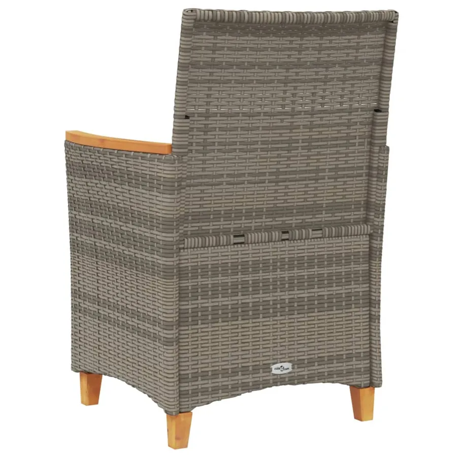 Chaises de jardin coussins lot de 2 gris résine tressée et bois - 7