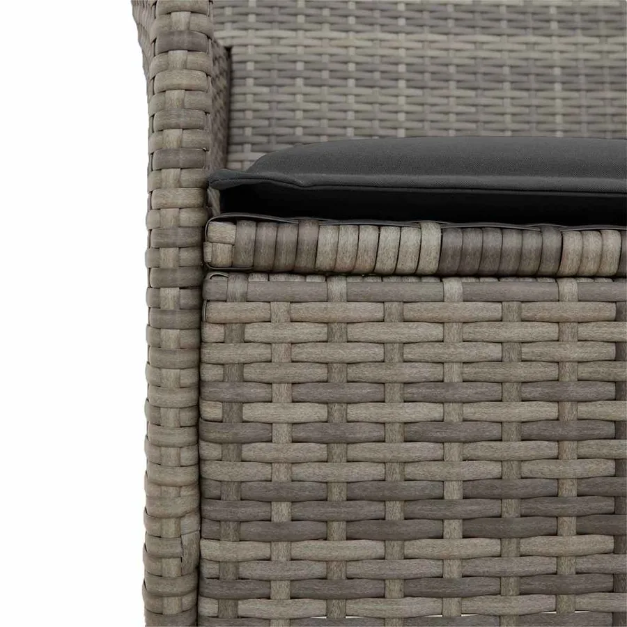 Chaises de jardin coussins lot de 2 gris résine tressée et bois - 8