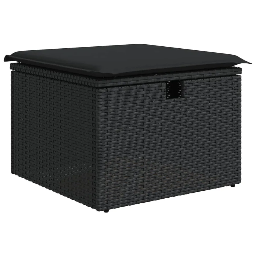 Salon de jardin 11 pcs avec coussins noir résine tressée - 6
