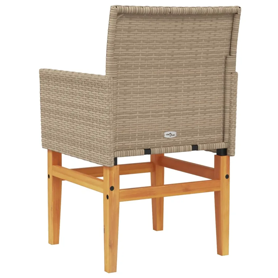 Chaises de jardin coussins lot de 2 beige résine tressée bois - 7