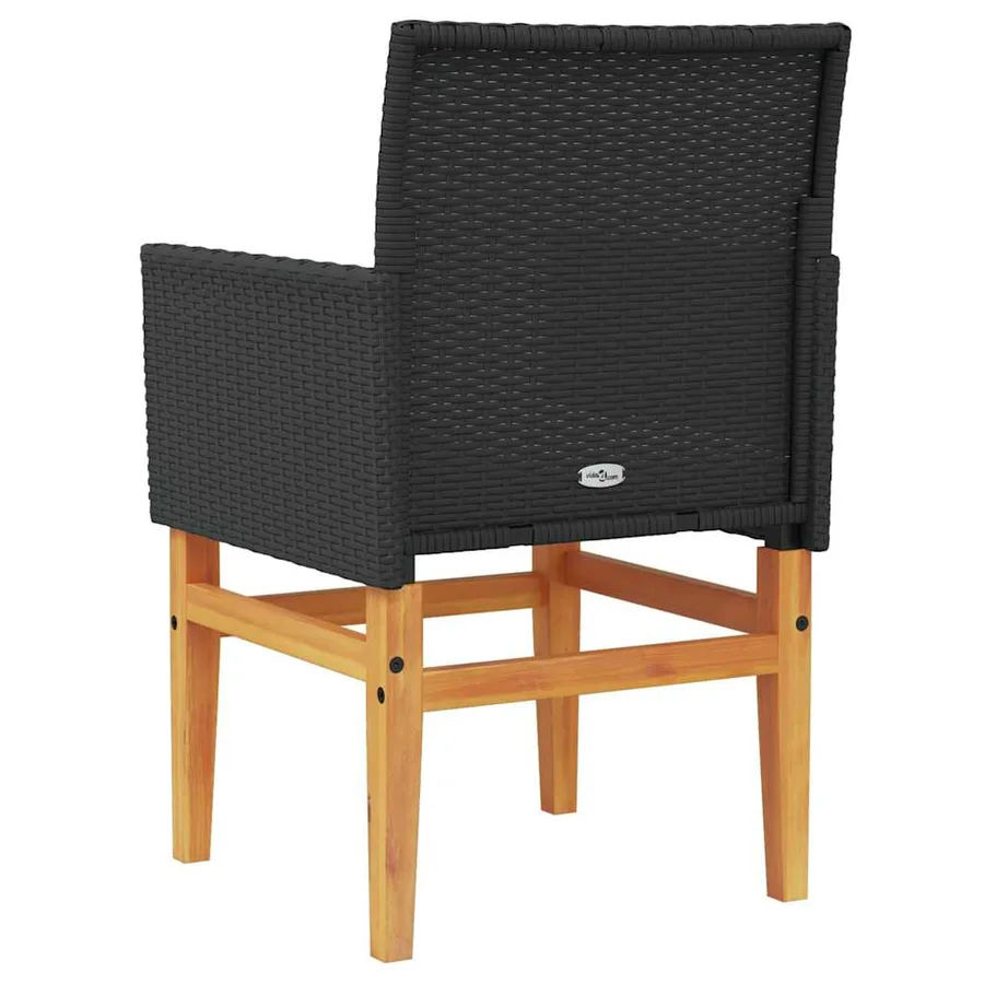 Chaises de jardin coussins lot de 2 noir résine tressée et bois - 7