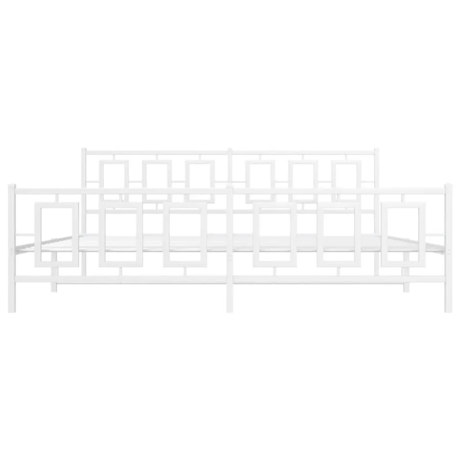 Cadre de lit métal sans matelas et pied de lit blanc 193x203 cm - 5