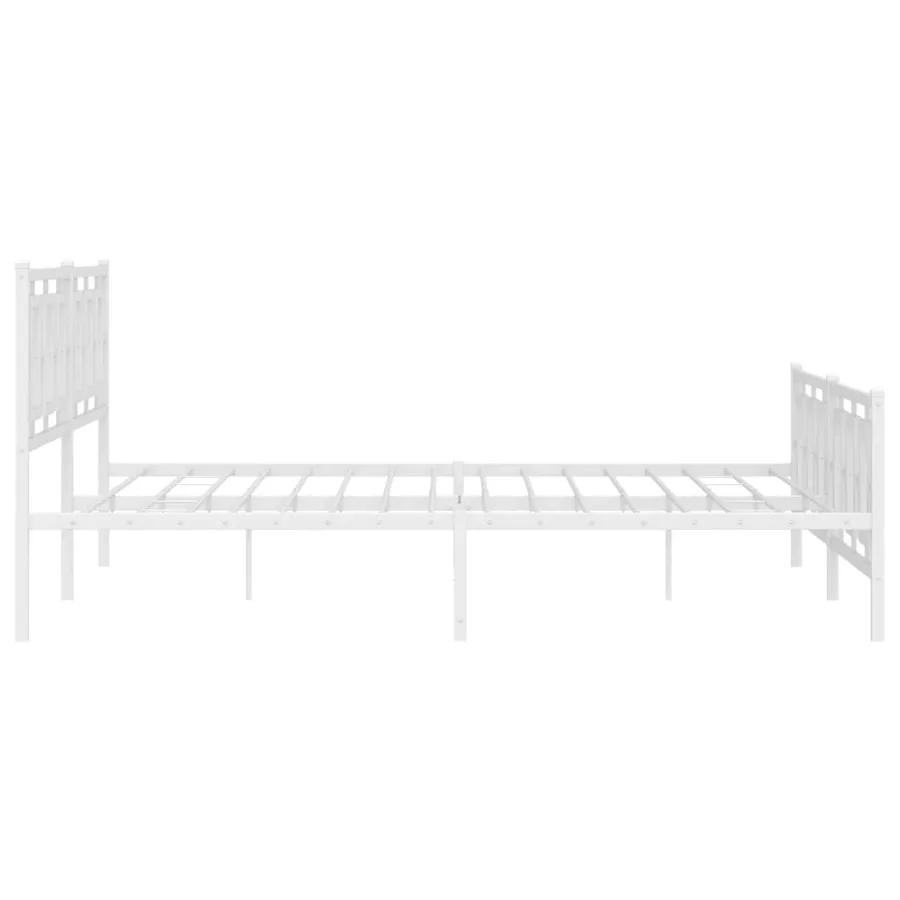 Cadre de lit métal sans matelas et pied de lit blanc 193x203 cm - 6
