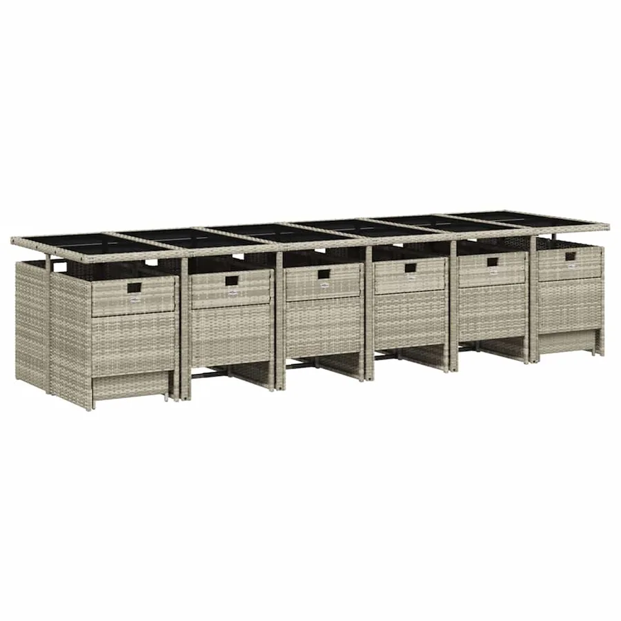 Ensemble à manger de jardin et coussins 17 pcs gris clair rotin - 3