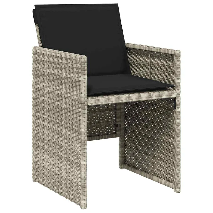 Ensemble à manger de jardin 11pcs avec coussins gris poly rotin - 5