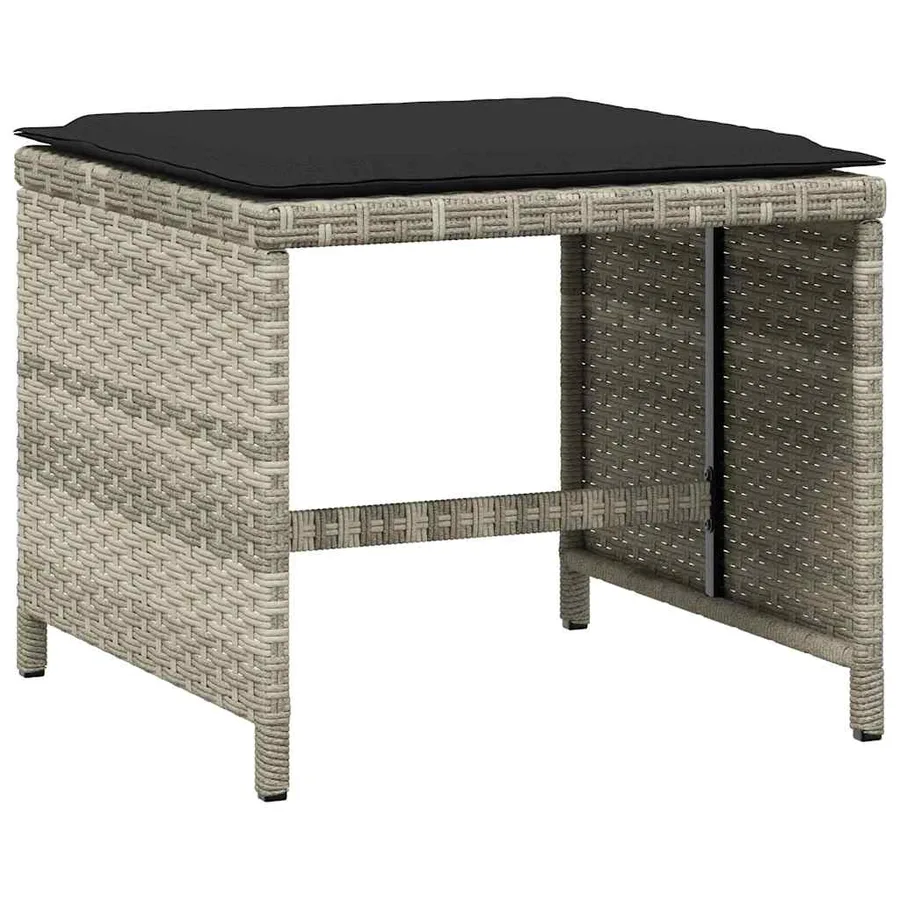 Ensemble à manger de jardin 11pcs avec coussins gris poly rotin - 7