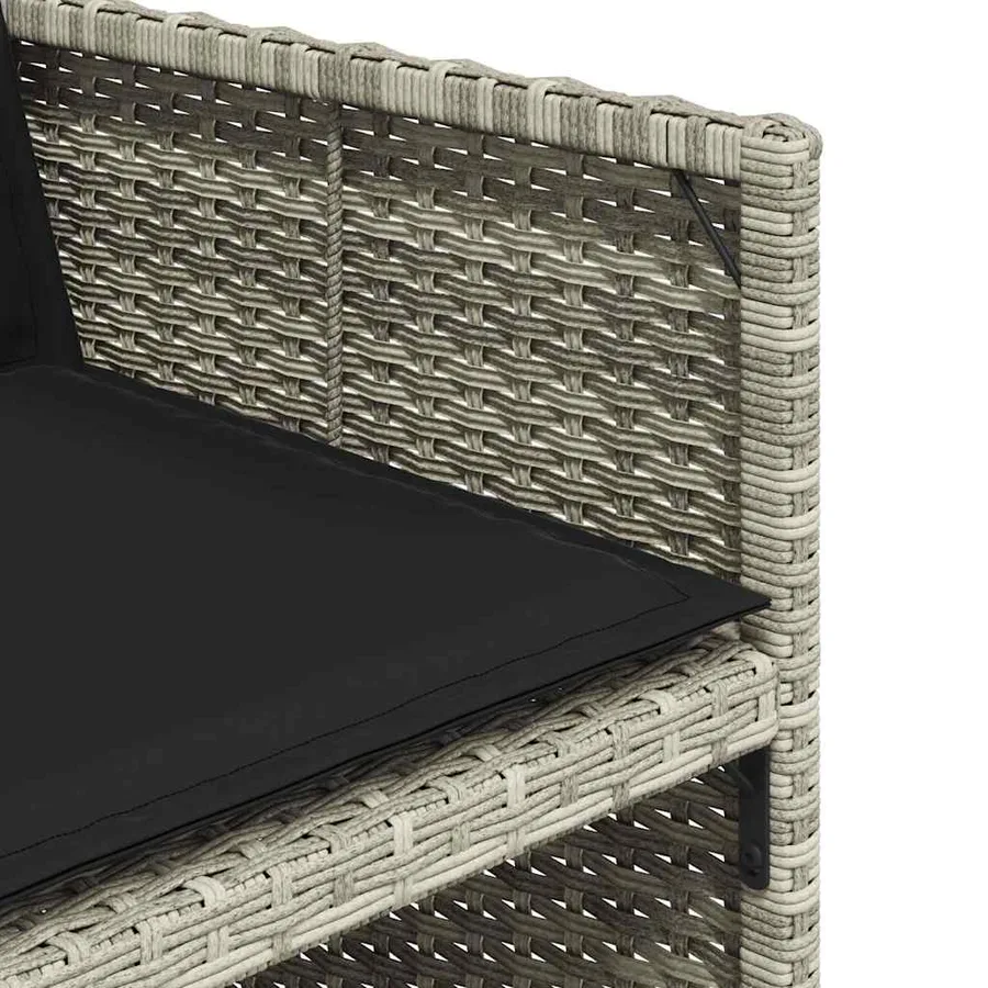 Ensemble à manger de jardin 11pcs avec coussins gris poly rotin - 9