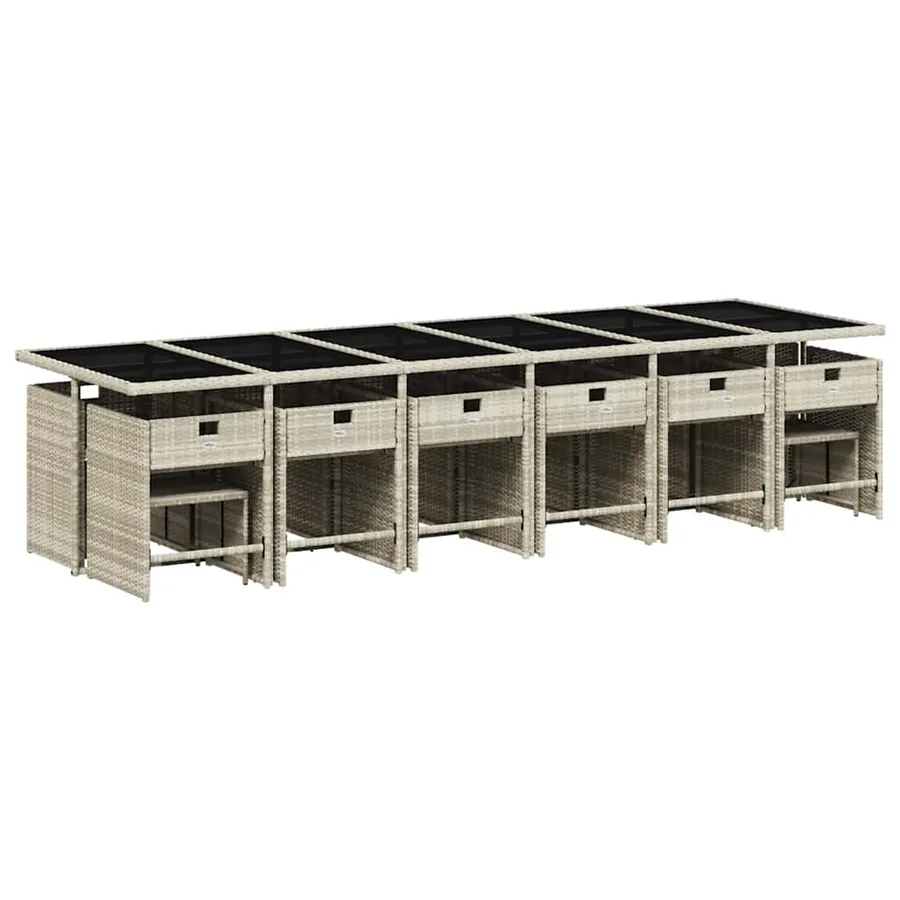 Ensemble à manger de jardin et coussins 17 pcs gris clair rotin - 3