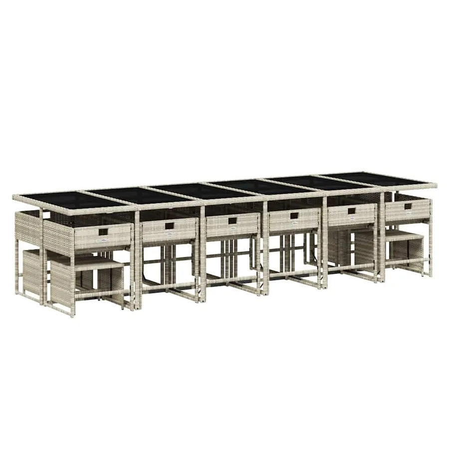 Ensemble à manger de jardin et coussins 17 pcs gris clair rotin - 3
