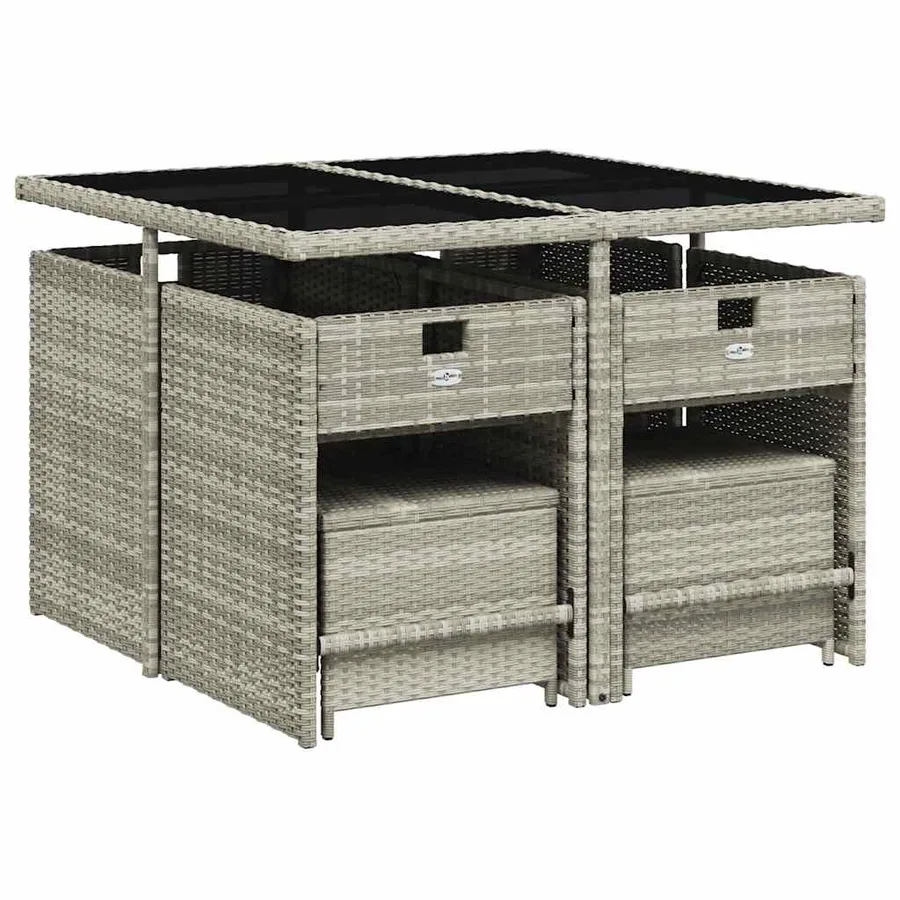 Ensemble à manger de jardin et coussins 9 pcs gris clair rotin - 3