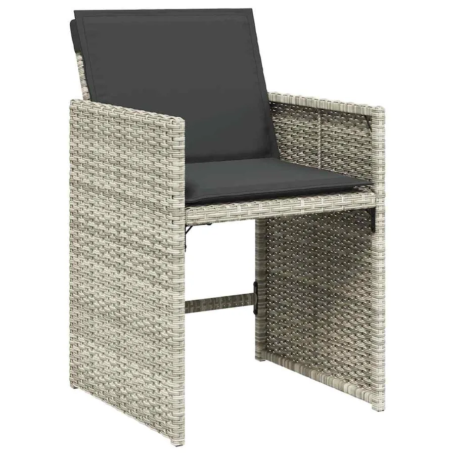 Ensemble à manger de jardin 11pcs avec coussins gris poly rotin - 5