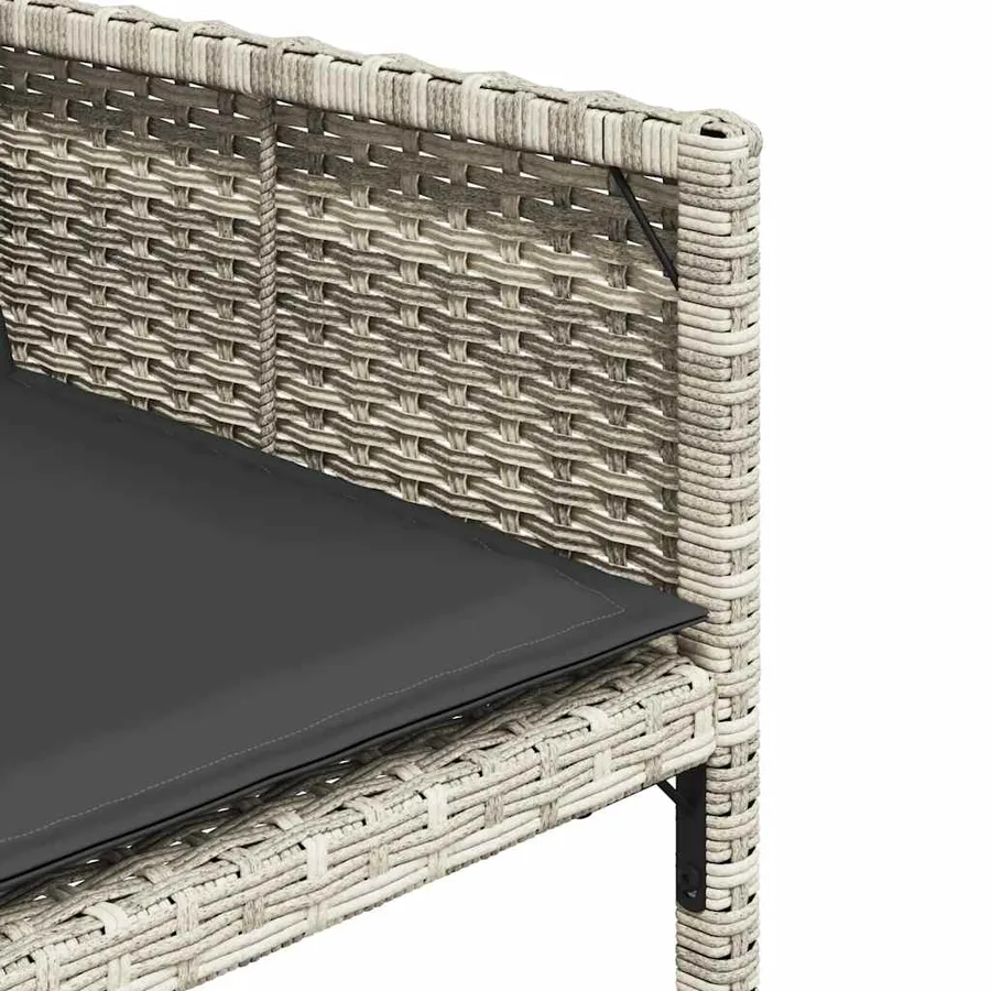 Ensemble à manger de jardin 11pcs avec coussins gris poly rotin - 9