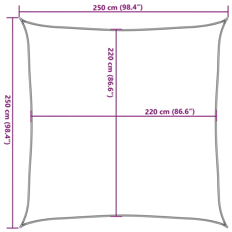 Voile d'ombrage gris clair 2,5x2,5 m 100% polyester oxford - 10