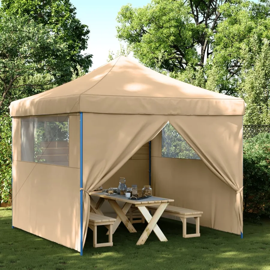 Tente de réception pliable escamotable avec 4 parois latérales