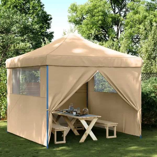 Tente de réception pliable escamotable avec 4 parois latérales