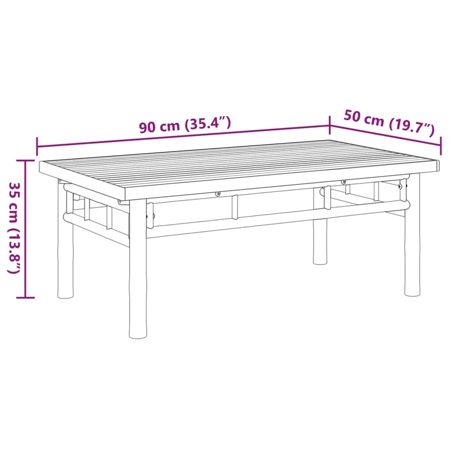 Table basse 90x50x35 cm bambou - 8