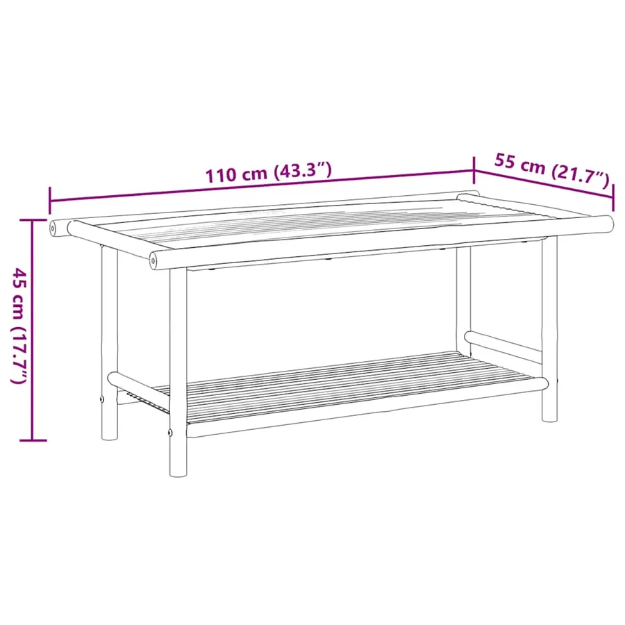 Table basse 110x55x45 cm bambou - 8