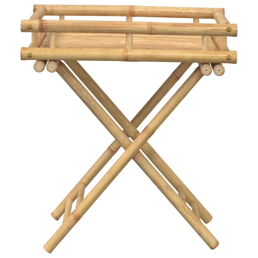 Table à plateau pliante 60x40x68 cm bambou - 5