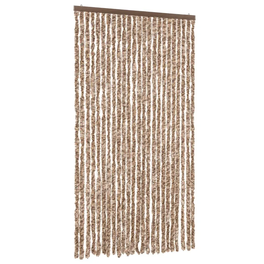 Rideau anti-mouches beige et marron foncé 100x200 cm chenille - 2