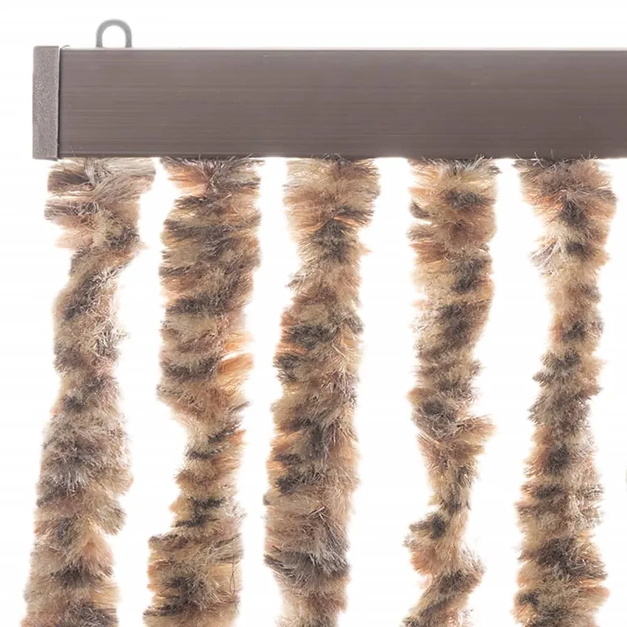 Rideau anti-mouches beige et marron foncé 100x200 cm chenille - 4