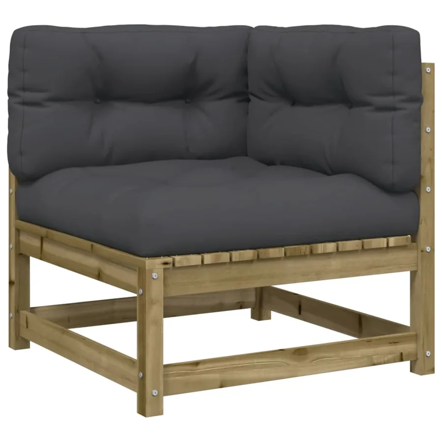 Salon de jardin 3 pcs avec coussins bois de pin imprégné - 4