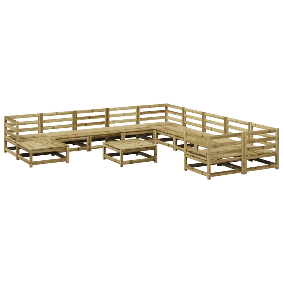 Salon de jardin 12 pcs bois de pin imprégné - 2