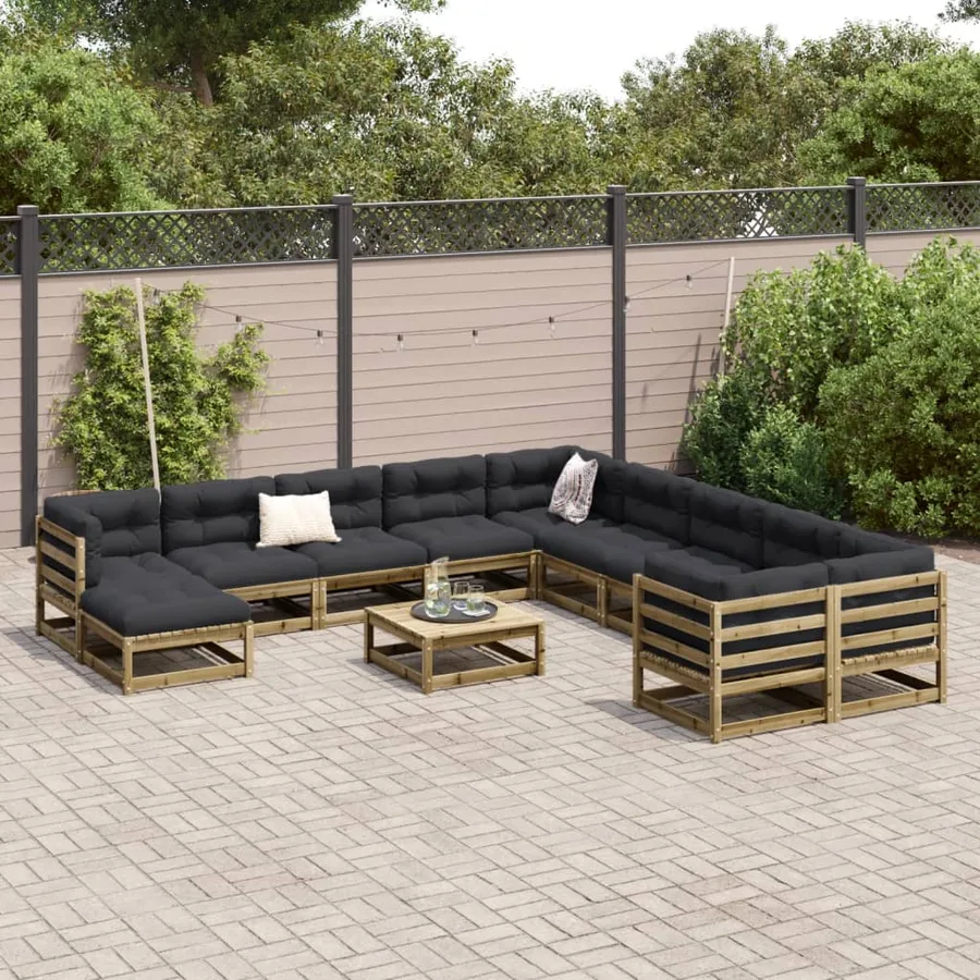 Salon de jardin 12 pcs bois de pin imprégné - 3