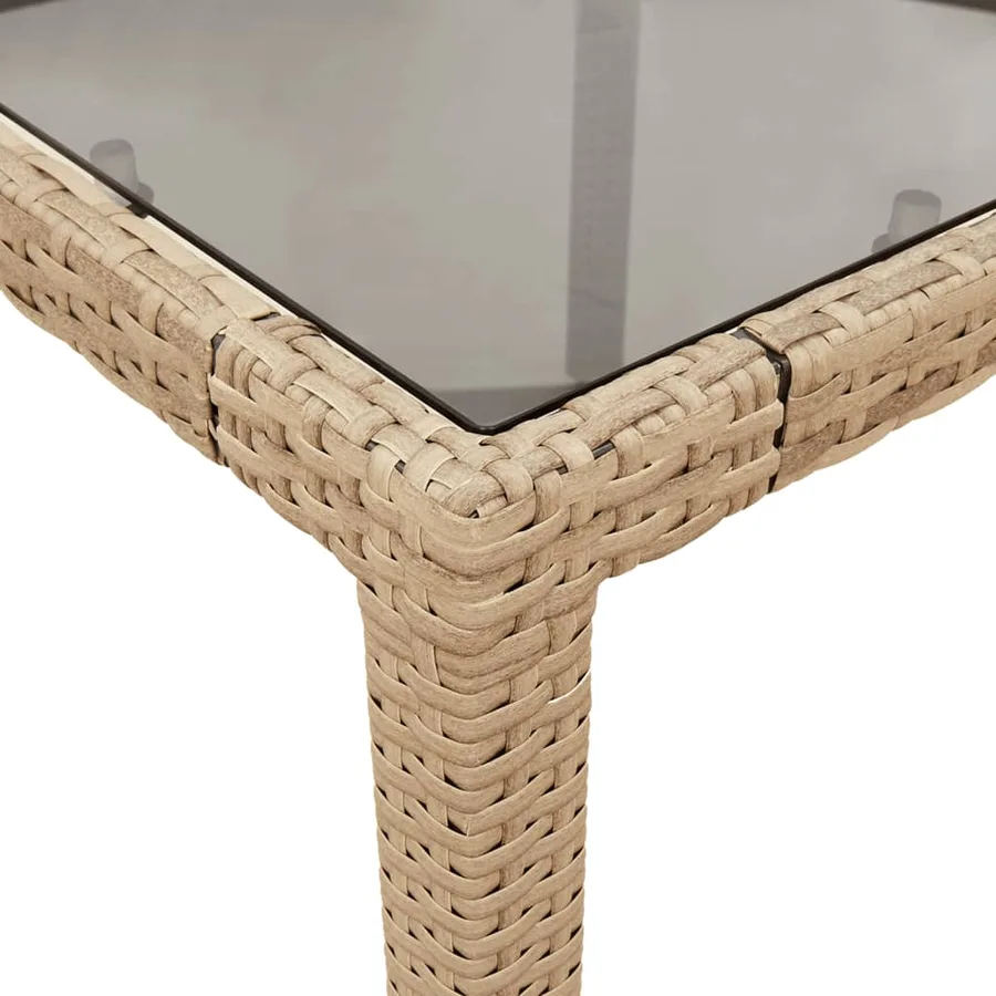 Ensemble à manger de jardin et coussins 7 pcs beige rotin verre - 6