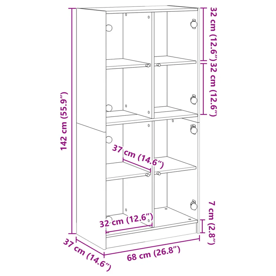 Buffet haut avec portes blanc 68x37x142 cm bois d'ingénierie - 12