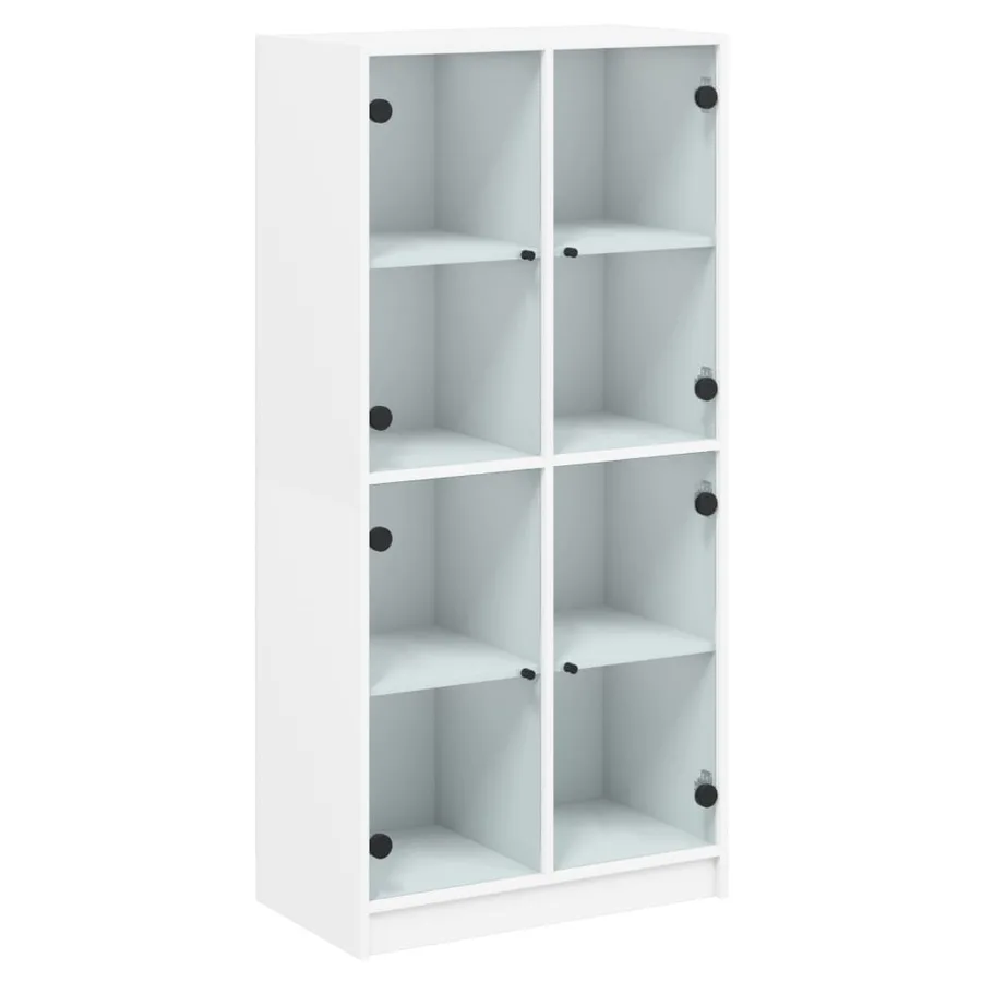 Buffet haut avec portes blanc 68x37x142 cm bois d'ingénierie - 2