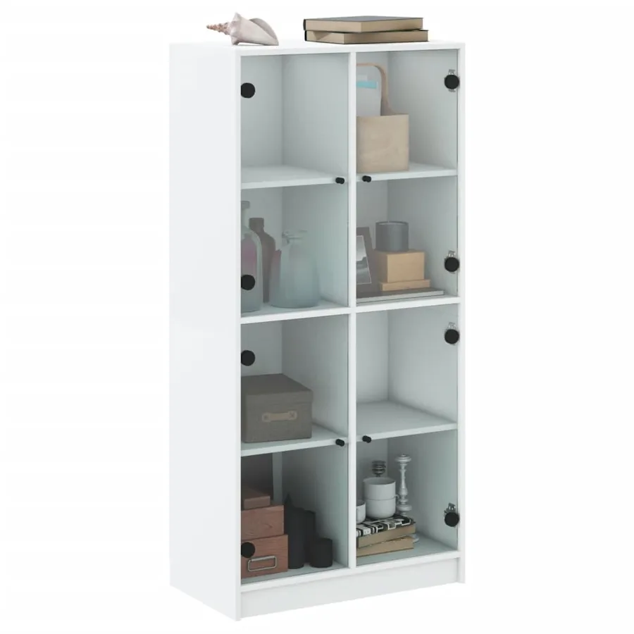 Buffet haut avec portes blanc 68x37x142 cm bois d'ingénierie - 5