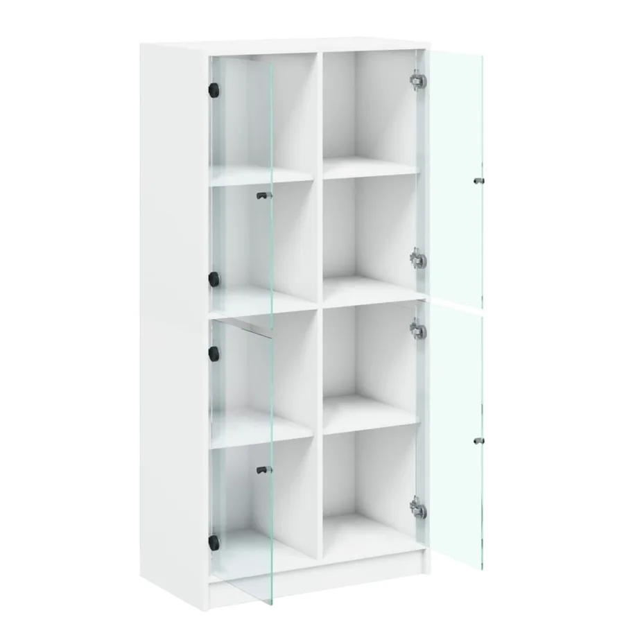 Buffet haut avec portes blanc 68x37x142 cm bois d'ingénierie - 6