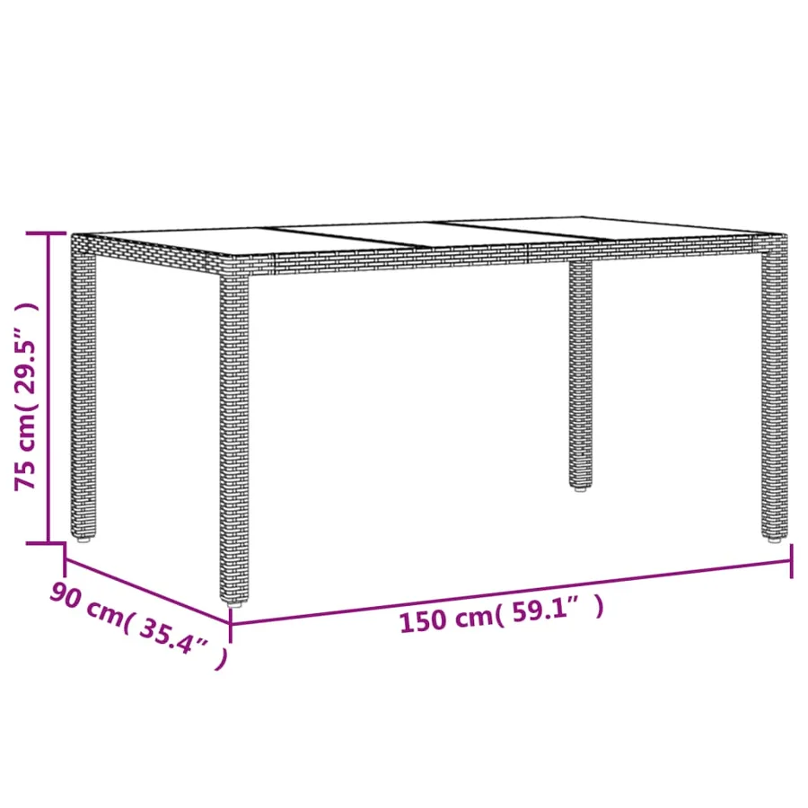 Ensemble à manger de jardin et coussins 7 pcs gris rotin verre - 9